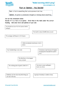 Worksheets for kids - fact-or-opinion-you-decide